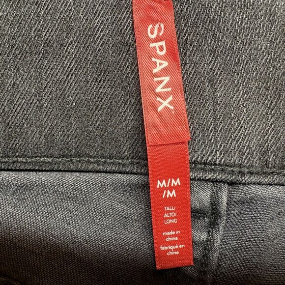 SPANX Jeans Size Medium Tall MT Ankle Straight Leg Denim Vintage Black - Picture 8 of 9